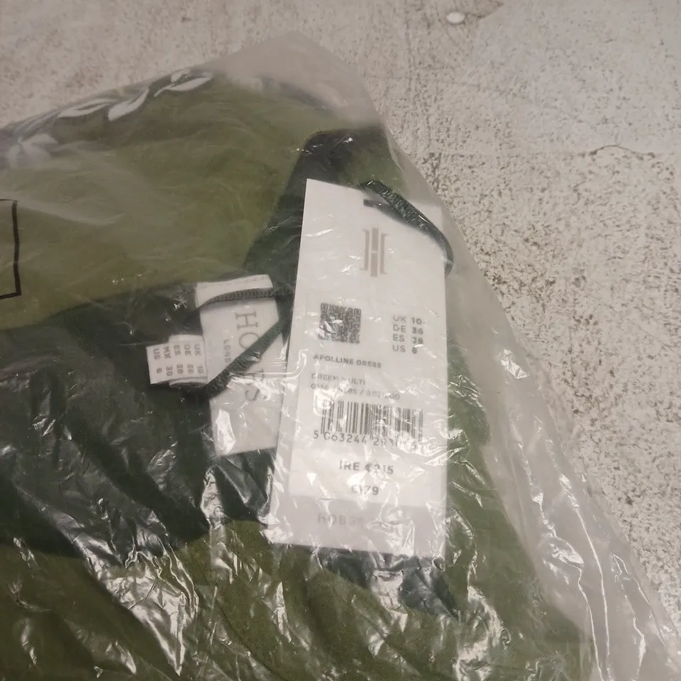 HOBBS LONDON APOLLINE DRESS GREEN MULTI UK 10 TAGGED