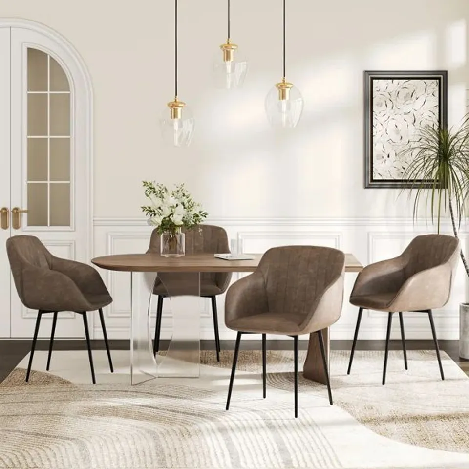 BOXED MODERN FAUX LEATHER UPHOLSTERED DINING CHAIRS 