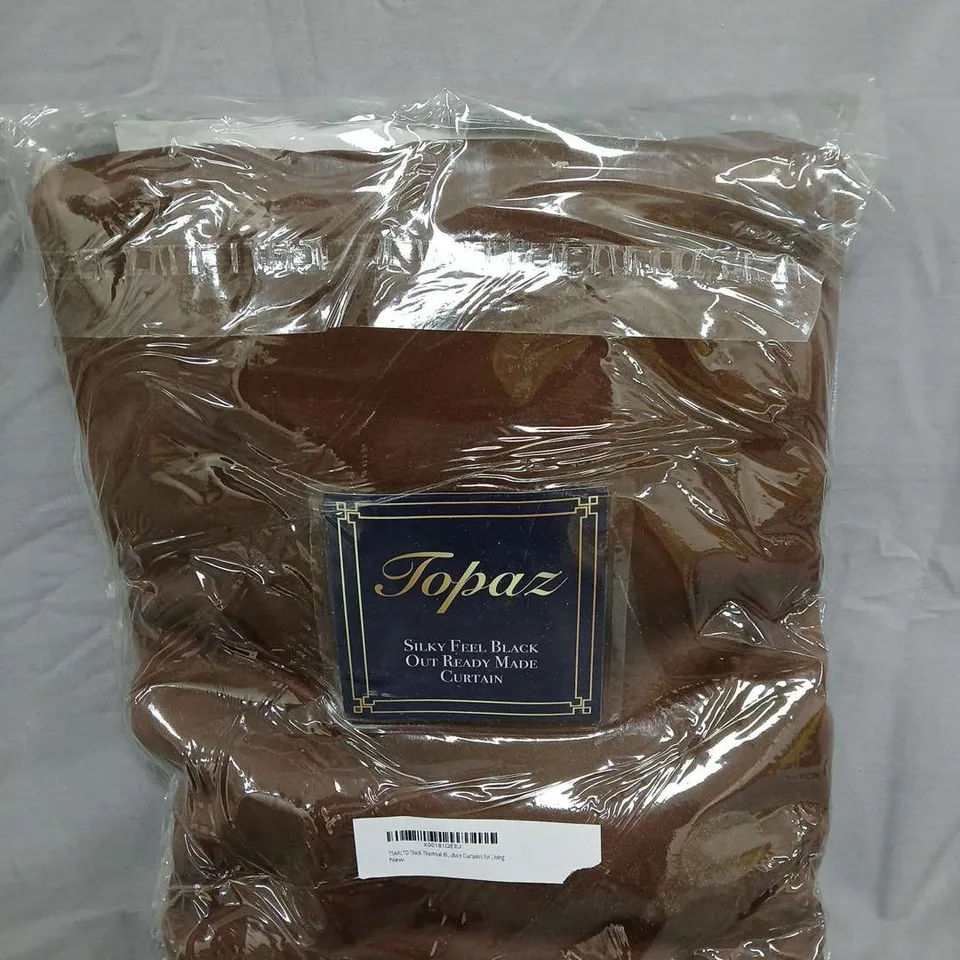 TOPAZ SILKY FEEL BLACK OUT READY MADE CURTAIN – BROWN