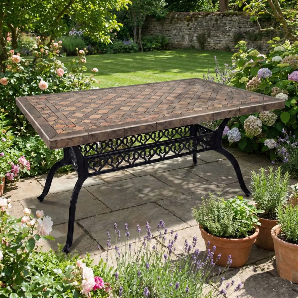 BOXED ROSELLO RECTANGULAR OUTDOOR GARDEN DINING TABLE