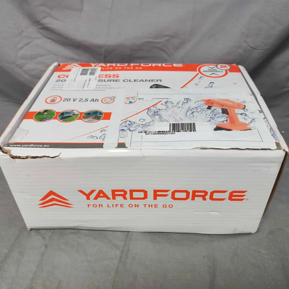YARD FORCE 20V CORDLESS PRESSURE WASHER