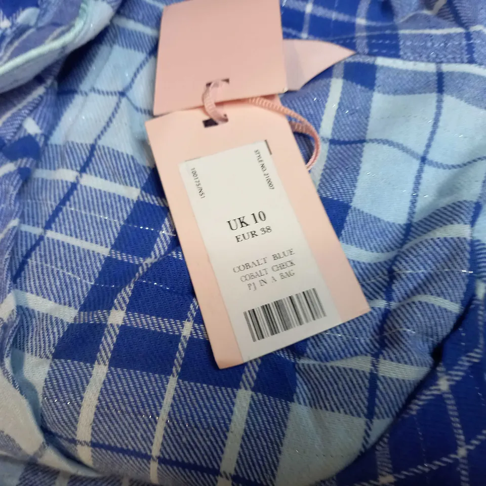 BOUX AVENUE PJS IN A BAG - BLUE/WHITE LONG SLEEVED PJS SIZE 10