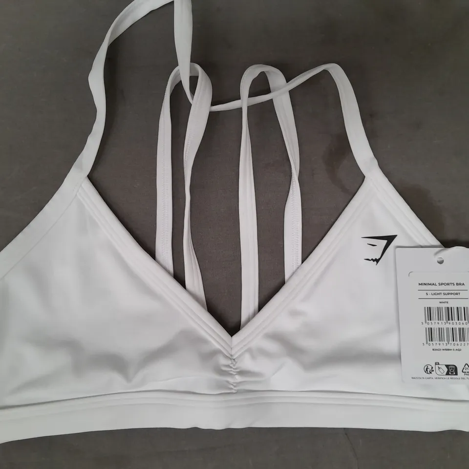 GYM SHARK MINIMAL SPORTS BRA IN WHITE SIZE SMALL