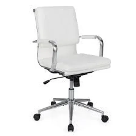 BOXED ERGONOMIC COMPUTER DESK CHAIR WITH ROCKING BACKREST-WHITE