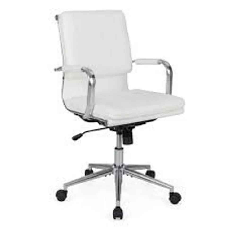 BOXED ERGONOMIC COMPUTER DESK CHAIR WITH ROCKING BACKREST-WHITE