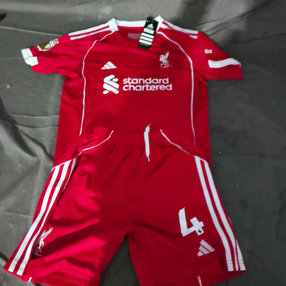 ADIDAS LIVERPOOL KIDS HOME JERSEY ANS SHORTS (#4 - VIRGIL) - UK 26