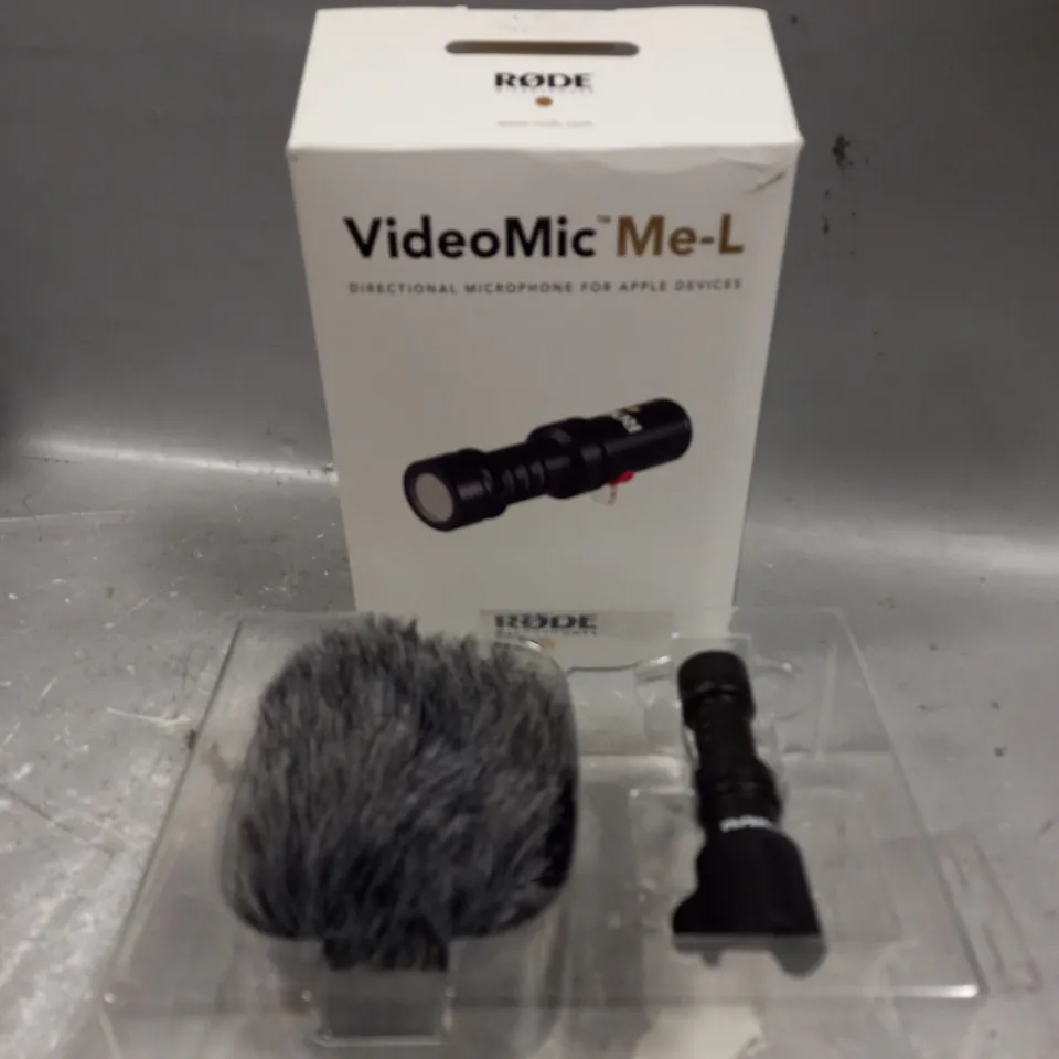 BOXED RODE VIDEOMIC ME-L DIRECTIONAL MICROPHONE FOR APPLE DEVICES 