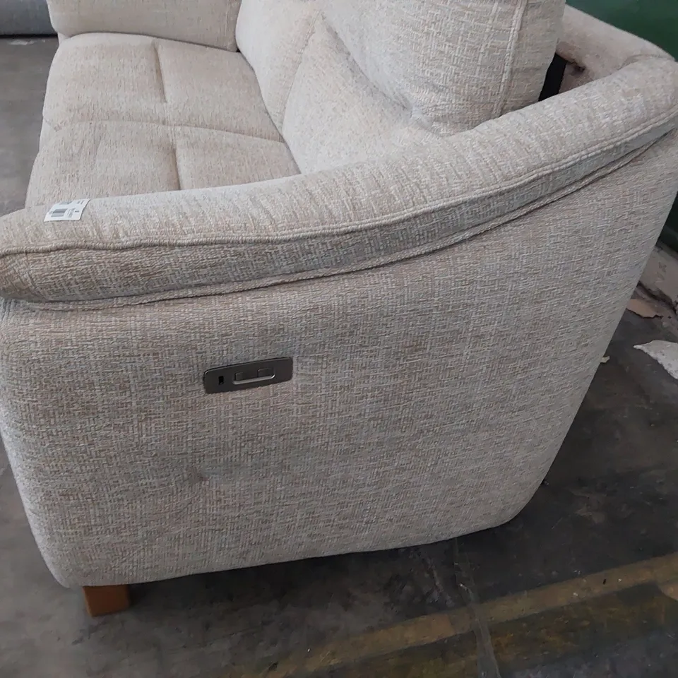 QUALITY BRITISH DESIGNER G PLAN JACKSON POWER RECLINING THREE SEATER SOFA LOXWOOD SAGE FABRIC 