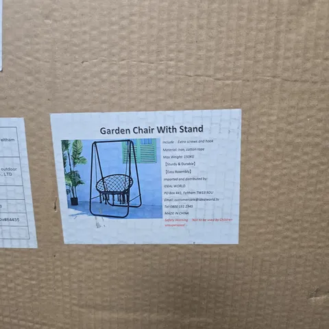 GARDEN CHAIR WITH STAND – IRON FRAME, COTTON ROPE SEAT, MADE IN CHINA (MAX 150KG)