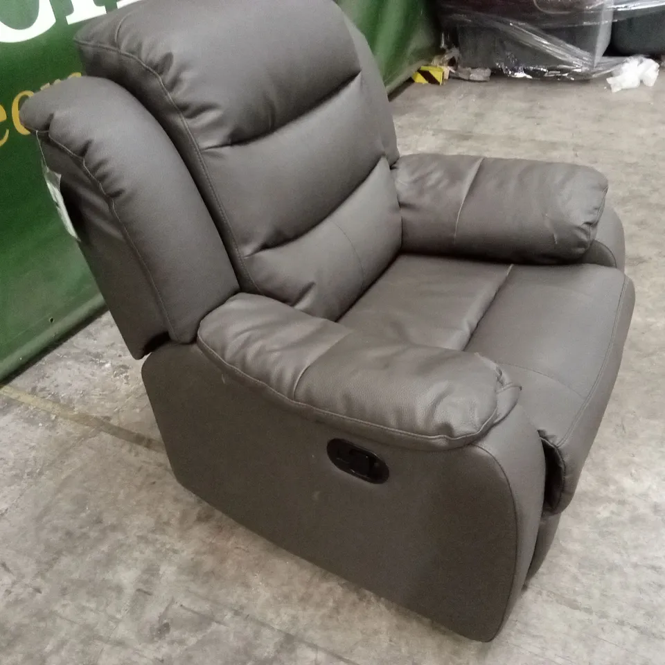 ROTHBURY LUXURY FAUX LEATHER HIGH BACK MANUAL RECLINER ARMCHAIR - CHARCOAL 