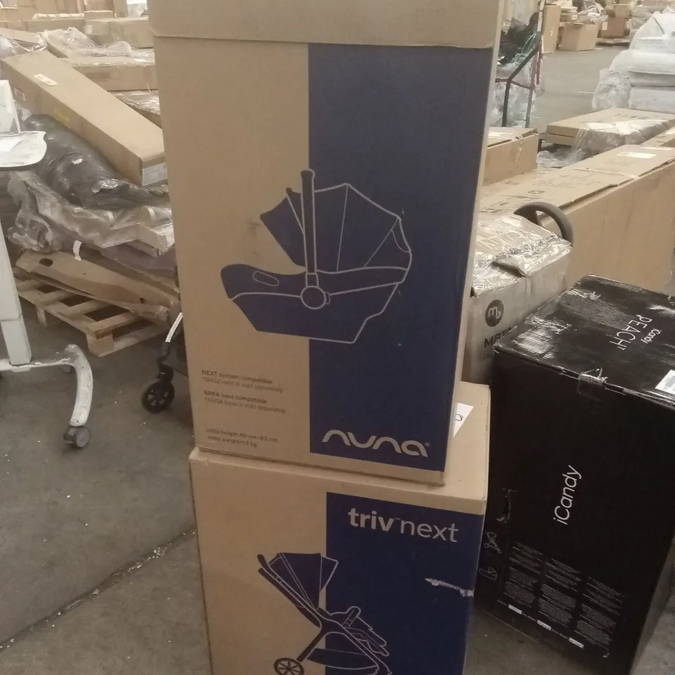 BOXED NUNA TRIX NEXT BABY STROLLER & CARRYCOT - CAVIAR (2 BOXES)
