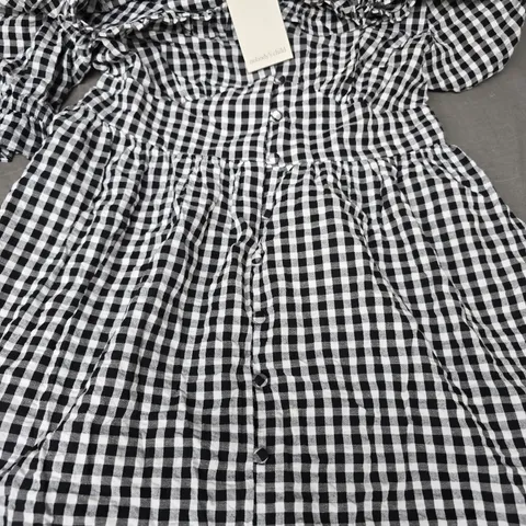 NOBODY'S CHILD FLOSSIE MIDI GINGHAM DRESS IN BLACK/WHITE SIZE UK 10