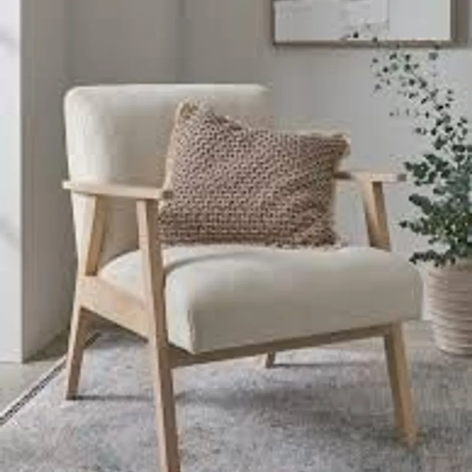 BOXED CORA FABRIC ACCENT CHAIR - NATURAL (1 BOX) RRP £249