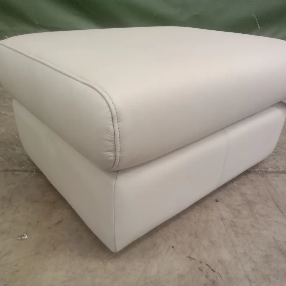 DESIGNER G PLAN MADE  TAYLOR FOOTSTOOL - OXFORD LIGHT GREY LEATHER
