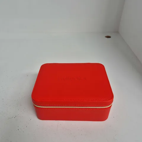 PANDORA RED JEWELLERY STORAGE BOX WITH PINK INTERIOR 
