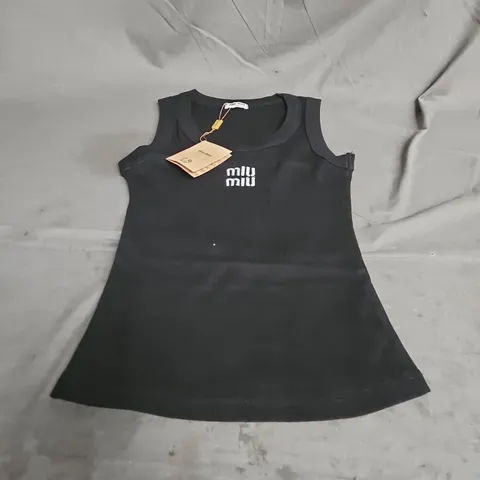 MIU MIU RIBBED SLEEVELESS TOP IN BLACK SIZE UNSPECIFIED