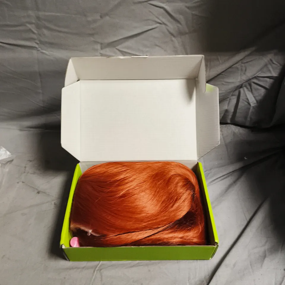 U&A  WIG - NEON ORANGE HAIR (IN NEON GREEN BOX)