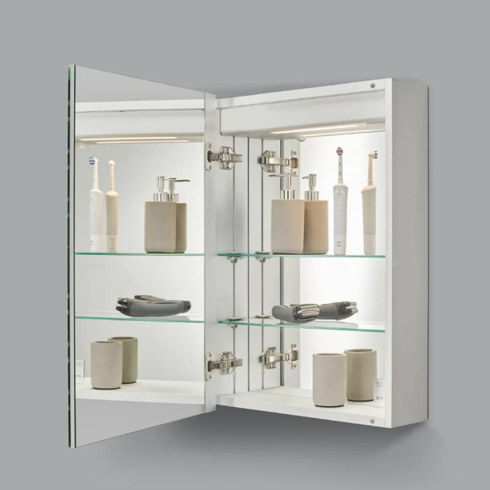 BRAND NEW BOXED INGA 500 x 700 TOP-LIT LED ALUMINIUM MIRROR CABINET - C57.7501 (1 BOX)