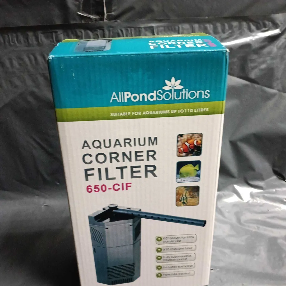 BOXED ALL POND SOLUTIONS AQUARIUM CORNER FILTER - 650-CIF