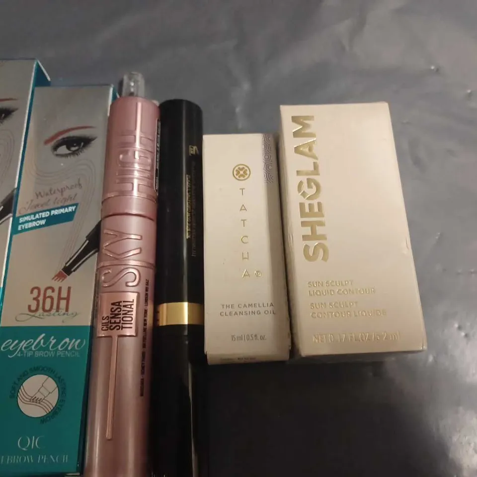 LOT OF 11 ASSORTED HEALTH AND BEAUTY ITEMS TO INCLUDE EYEBROW PENCIL, SHEGLAM LIQUID CONTOUR AND MAYBELLINE LASH SENSATONAL