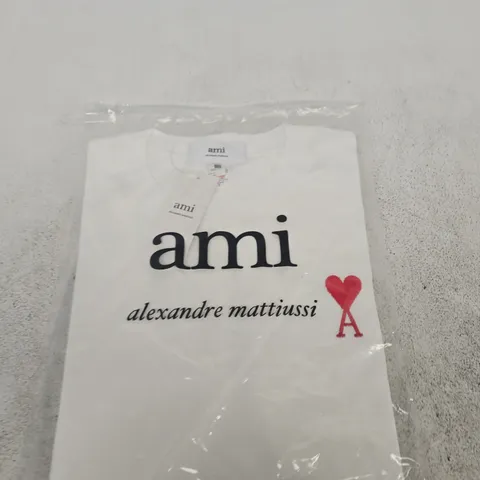 AMI ALEXANDRE MATTIUSSI WHITE T-SHIRT - SIZE SMALL