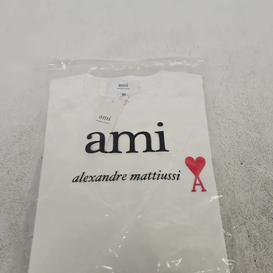 AMI ALEXANDRE MATTIUSSI WHITE T-SHIRT - SIZE SMALL