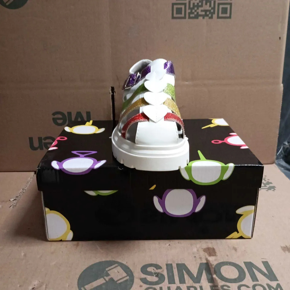 KOI KIDZ TELETUBBIES GLITTER TRUMPETS SANDALS WHITE MULTI SIZE 2