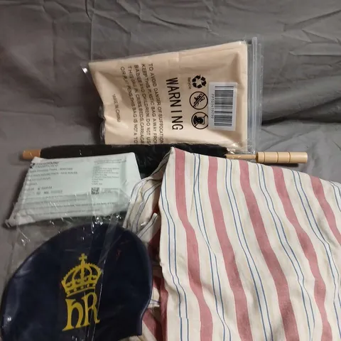 APPROXIMATELY 15 ASSORTED HOUSEHOLD ITEMS TO INCLUDE SWIMMING CAP, MINI UMBRELLA, DRESSING PACK ETC 