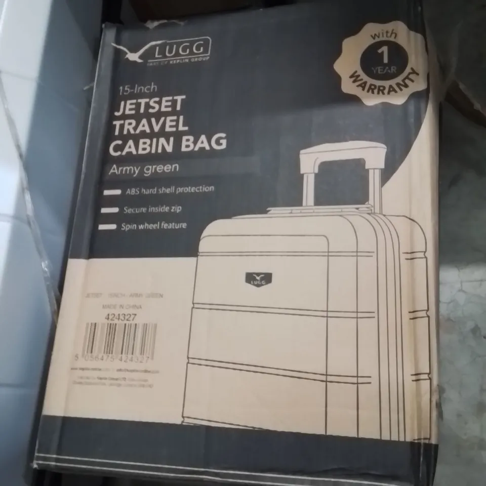 BOXED LUGG 15INCH JETSET TRAVEL CABIN BAG ARMY GREEN 