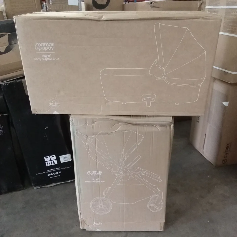 BOXED MAMAS & PAPAS FLIP XT³ STROLLER AND CARRYCOT (2 BOXES)