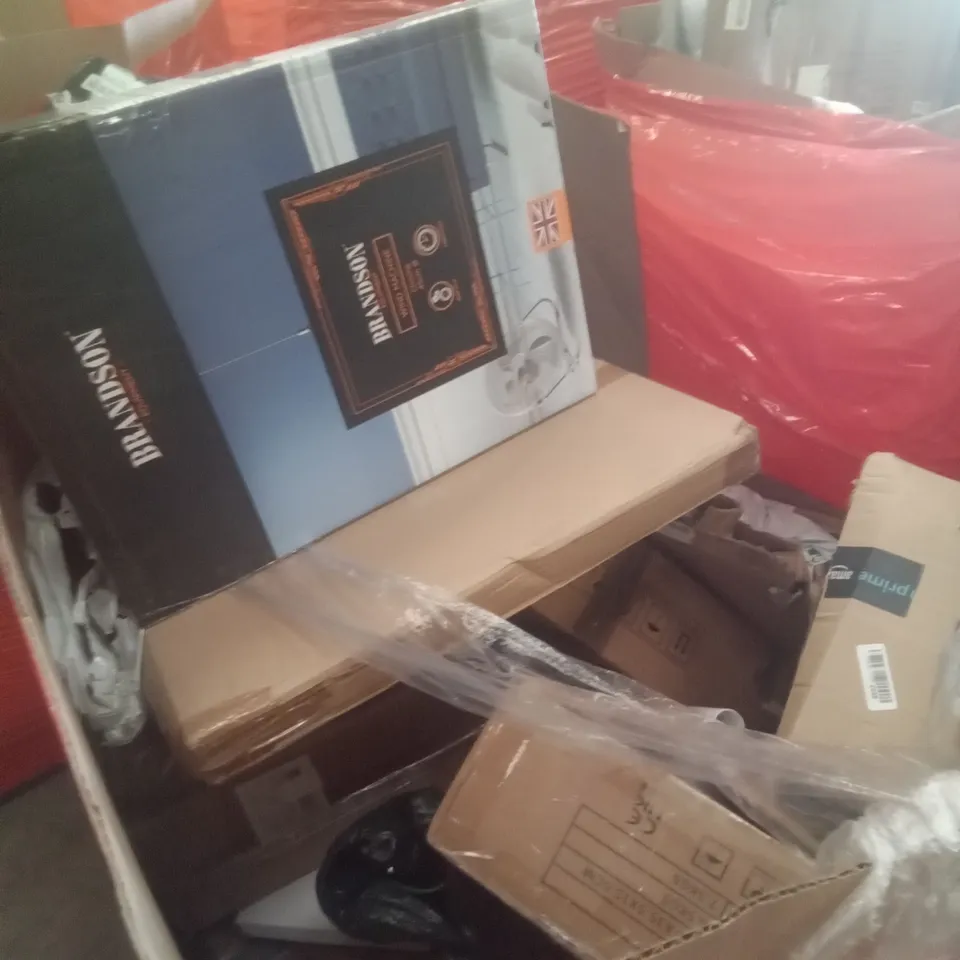 PALLET OF ASSORTED ITEMS INCLUDING TOWER AIR FRYER, ELECTRIC HEATER, LED LIGHT
