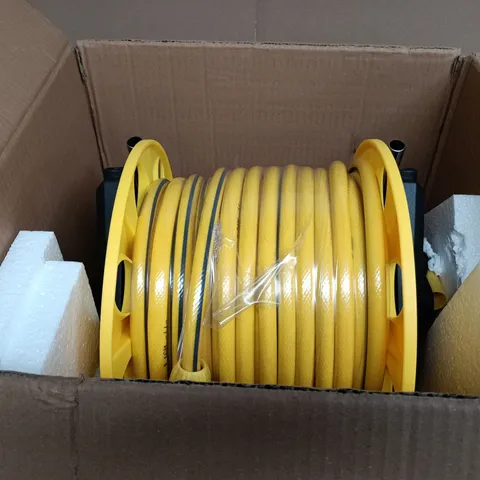 YELLOW GARDEN HOSE REEL BOXED