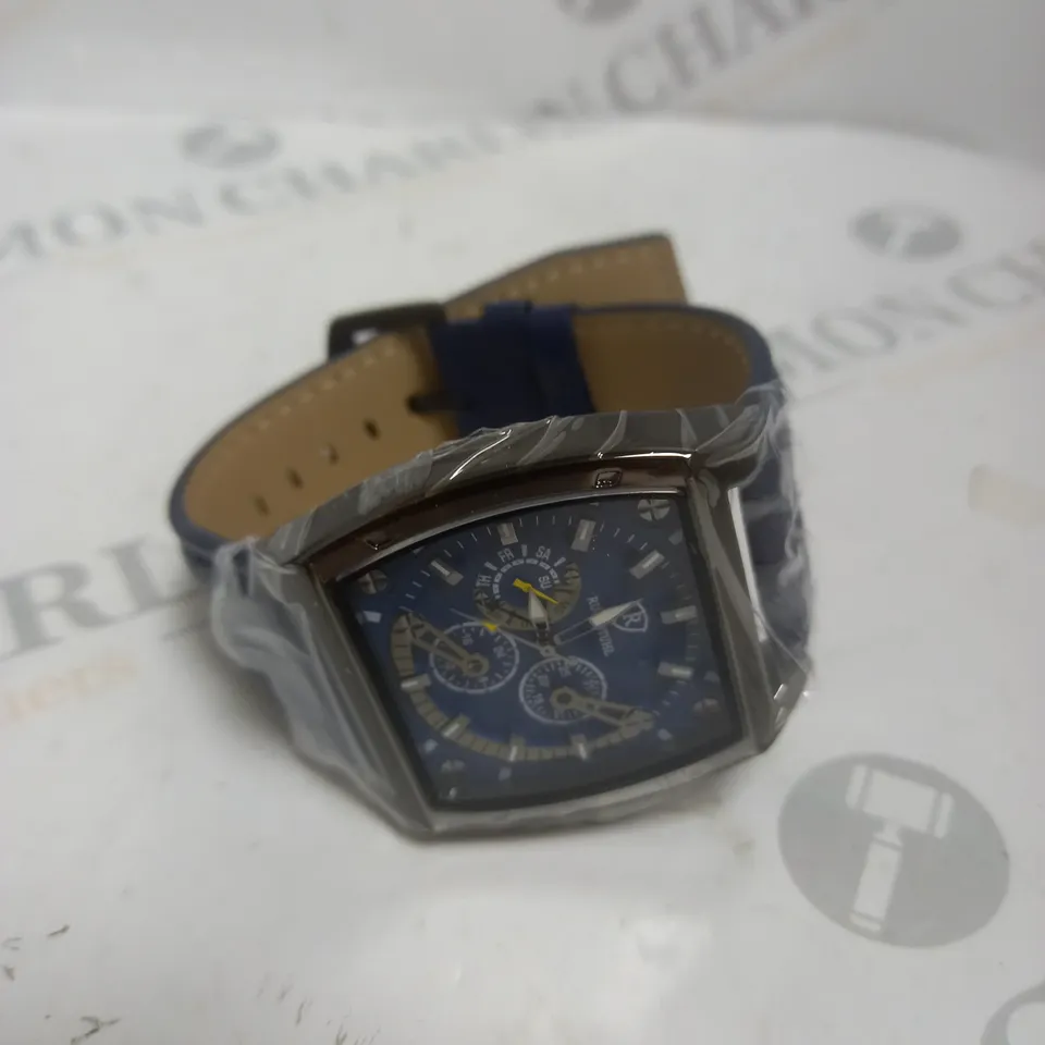 MENS RUCKSTUHL CHRONOGRAPH WATCH - BLUE DIAL - LEATHER STRAP