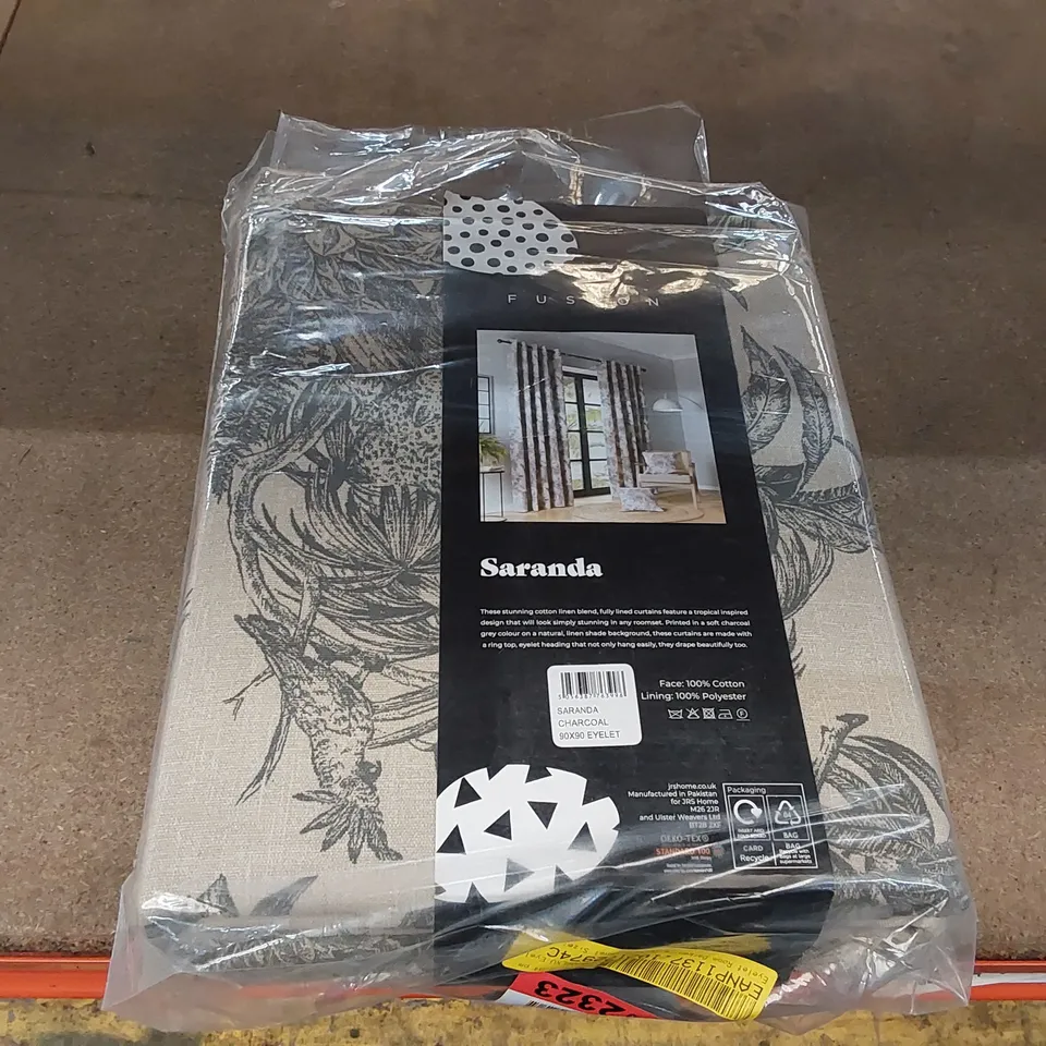 BAGGED EYELET ROOM DARKENING CURTAINS - SARANDA CHARCOAL // 90" X 90" (1 ITEM)