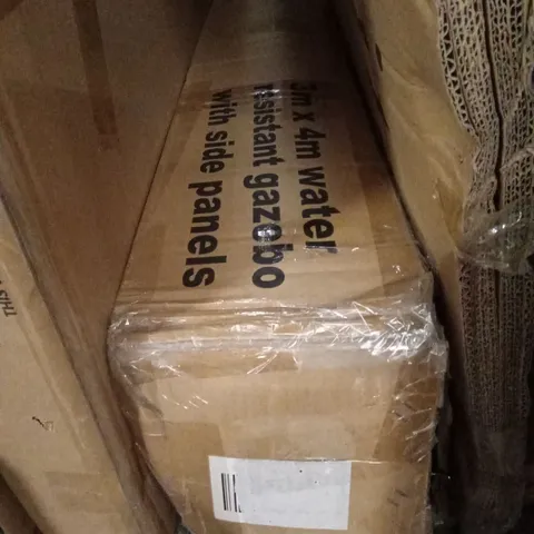 BOXED 3m x 4m WATER RESISTANT GAZEBO WITH SIDE PANELS (1 BOX)