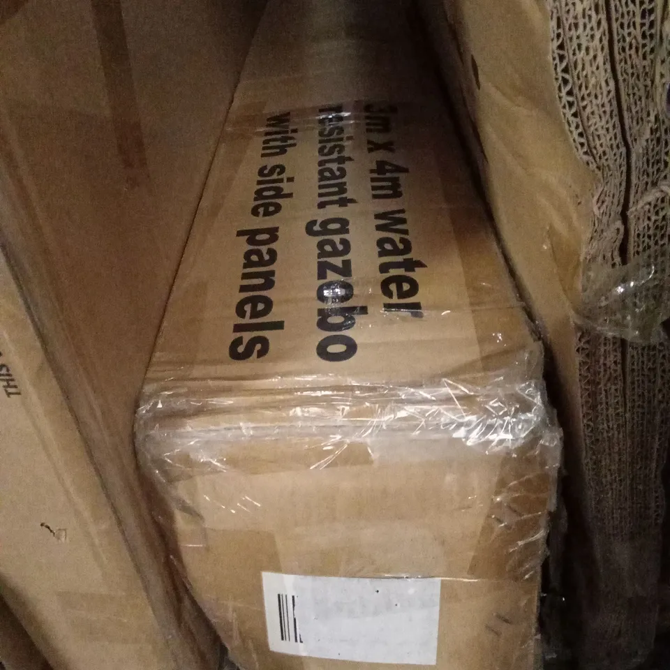 BOXED 3m x 4m WATER RESISTANT GAZEBO WITH SIDE PANELS (1 BOX)