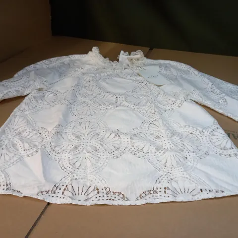 SEZANE CREAM LACE INSPIRED BLOUSE - SIZE 10