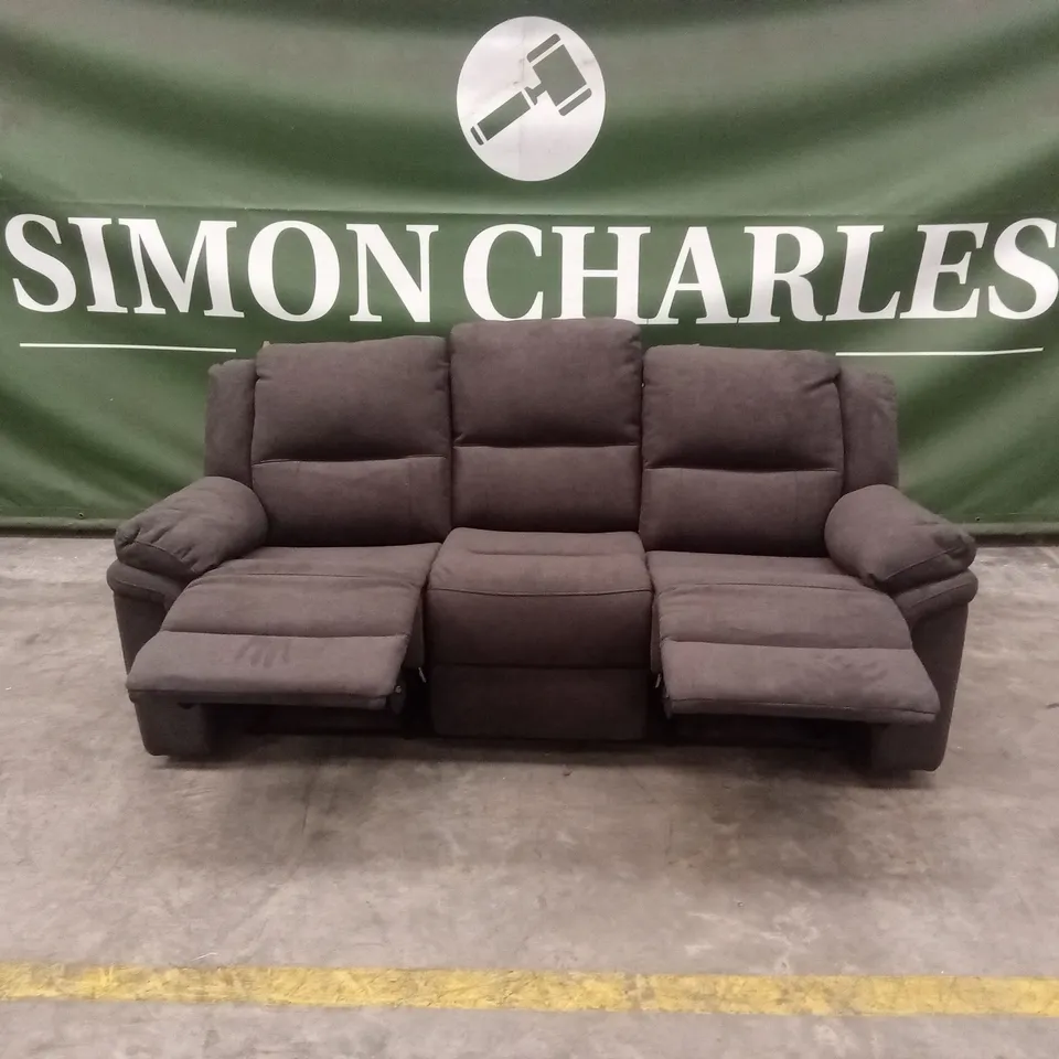 ALBION CHENILLE 3 SEATER HIGH BACK MANUAL RECLINER SOFA - CHARCOAL RRP £679