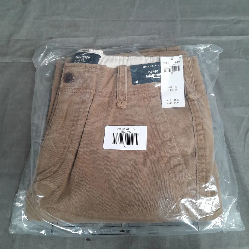 SEALED HOLLISTER CARGO SHORTS 10 IN BROWN - WAIST 33