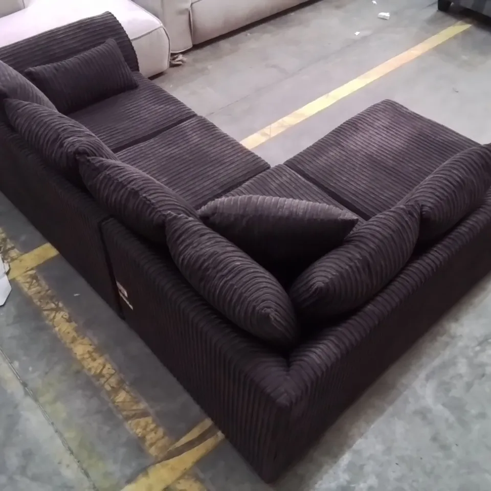 QUALITY DESIGNER BROWN CORDUROY CORNER SOFA 