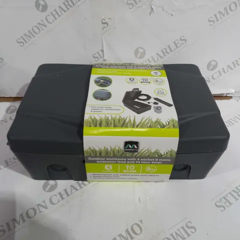 MASTERPLUG WATERPROOF WEATHER BOX WITH 4 WAY GANG 8m EXTENSION LEAD AND 24 HOUR TIMER