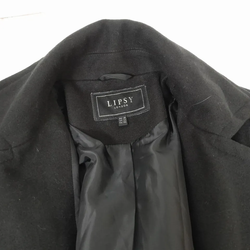 LIPSY LONDON BLACK LONGLINE COAT - UK 18