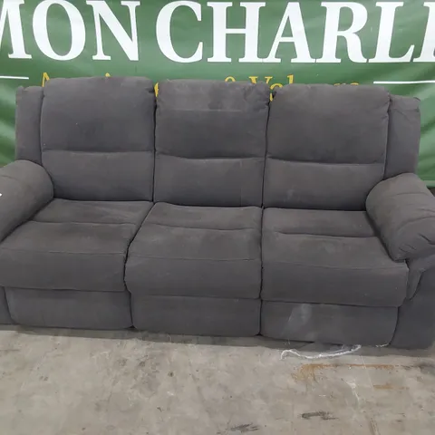 DESIGNER THREE SEATER MANUAL RECLINING SOFA CHARCOAL FABRIC