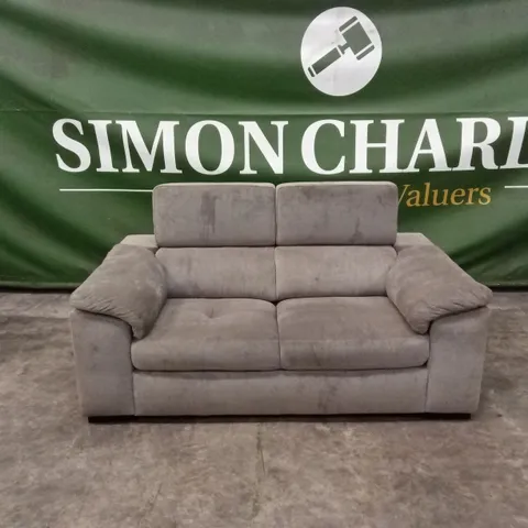 DESIGNER 2 SEATER FABRIC SOFA WITH ADJUSTABLE HEADREST