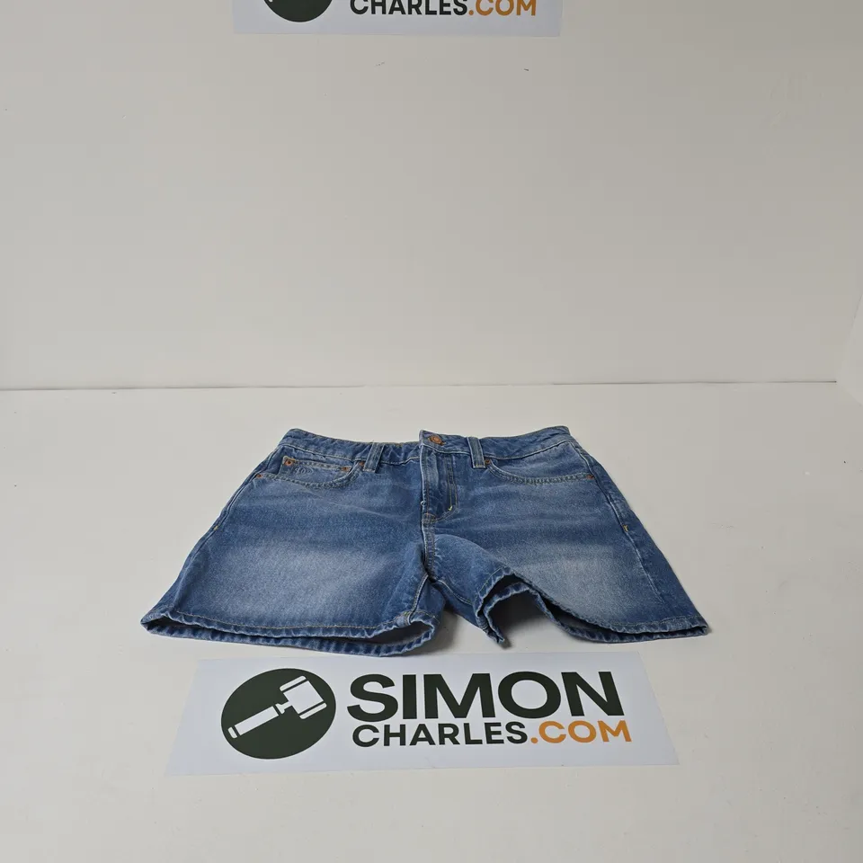 SUPERDRY MID RISE DENIM SHORTS – BLUE, UK 28 (SIZE 28)