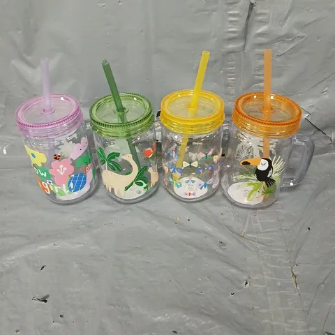 BOX OF 6X8 PLASTIC TUMBLERS IN VARIOUS DESIGNS