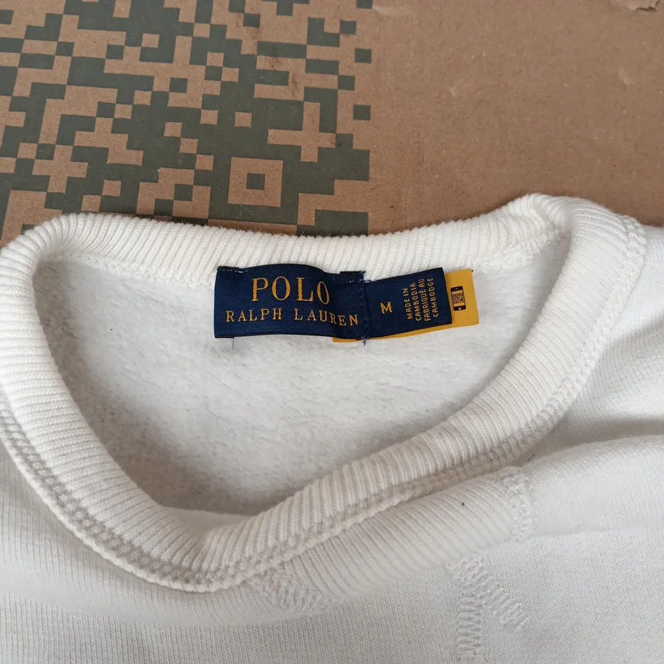 POLO RALPH LAUREN WHITE CREWNECK SWEATSHIRT – MEN'S, SIZE M