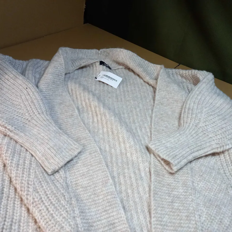 WALLIS STONE COSY RIBBED LONGLINE CARDIGAN - SMALL