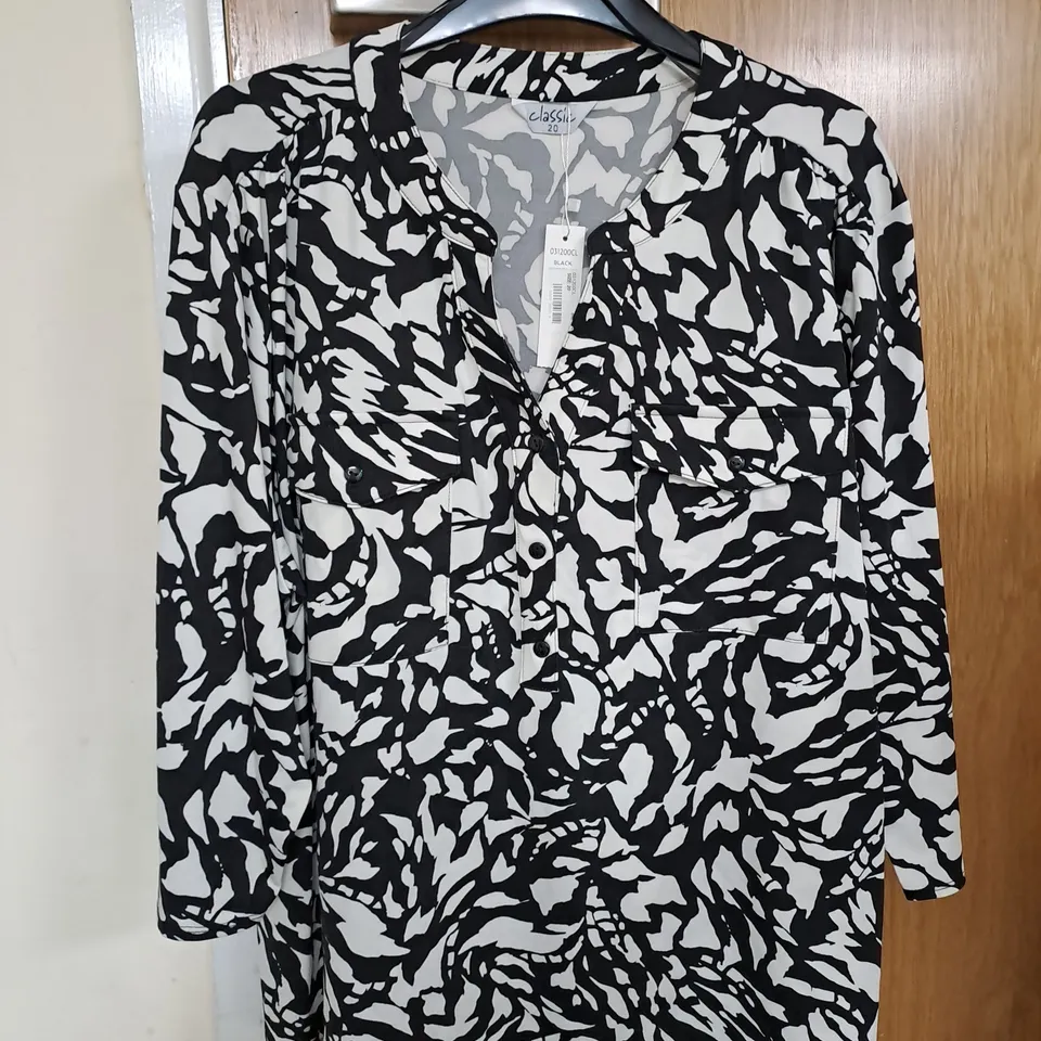 CLASSIC LADIES TUNIC - BLACK AND WHITE - SIZE 20