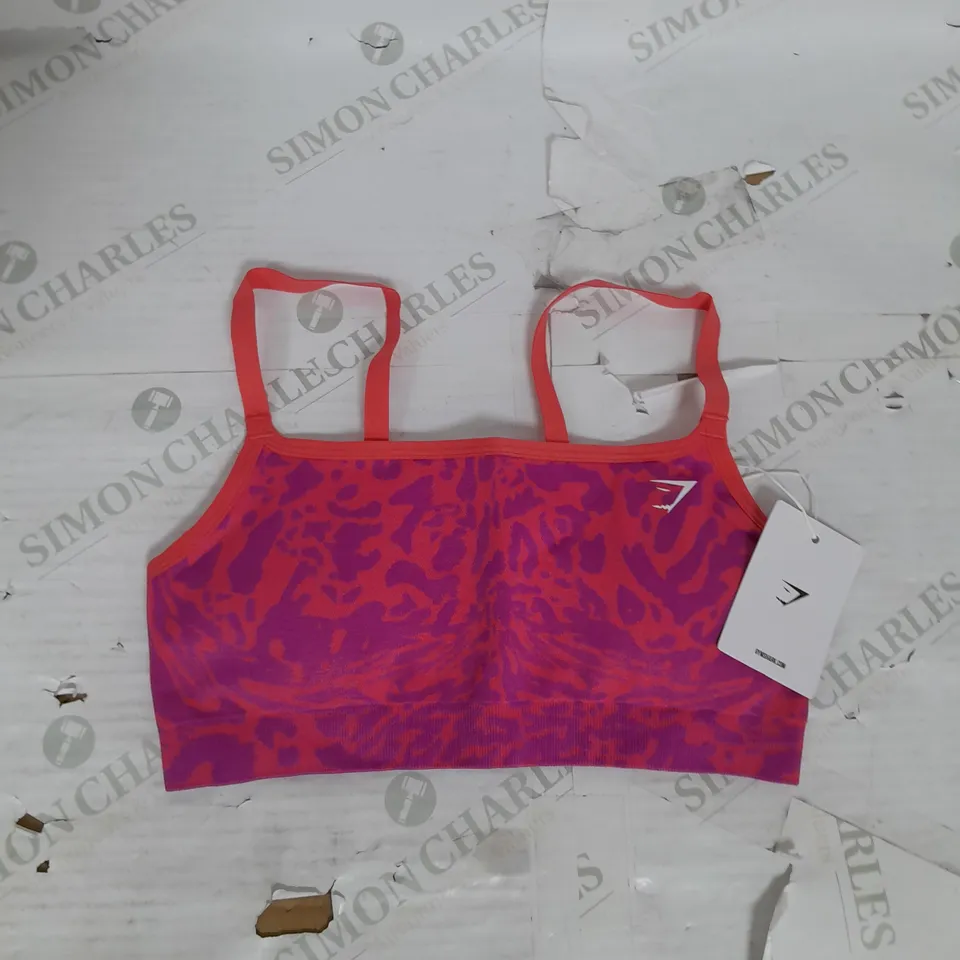 GYMSHARK ADAPT PATTERN SEAMLESS LIGHT SPPORT SPORTS BRA IN PINK SIZE M